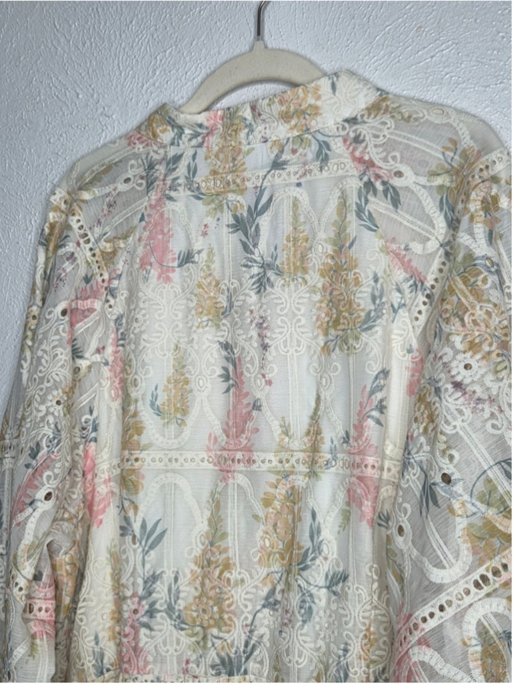 LOVELO Floral Lace Eyelet Dress Women's Size 2XL Long Sleeve Cream Button NWT - Picture 10 of 14